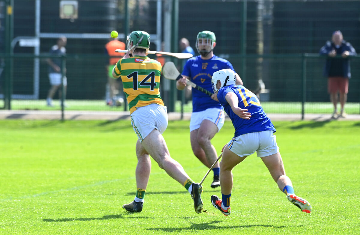  Fionn Coleman, Blackrock fires in a goal just seconds before the break in the league game against St Finbarr's at Church Road, Blackrock. Picture: Larry Cummins
