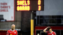 Kerr McInroy and Kameron Ledwidge dejected after conceding the third goal 23/7/2025