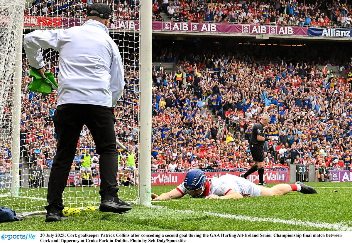Cork goalkeeper Patrick Collins after Tipp hit the net last weekend. Picture: Seb Daly/Sportsfile