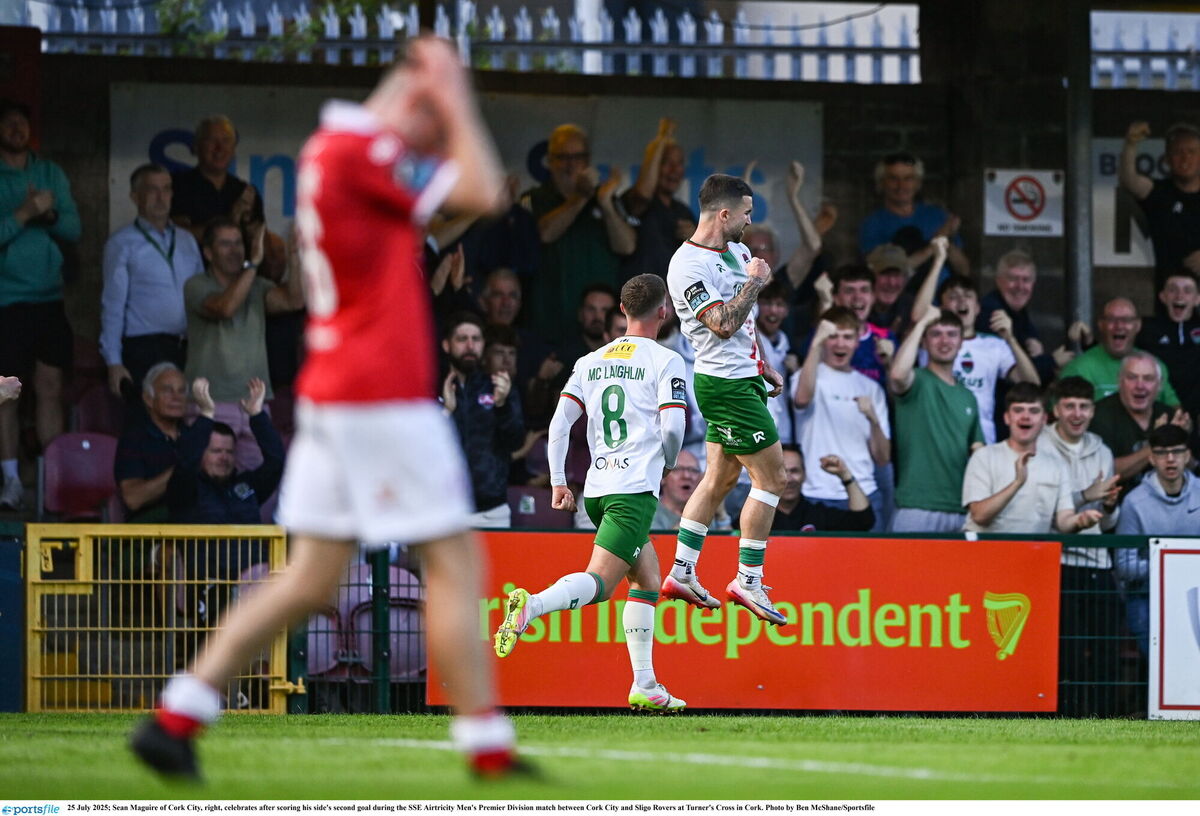 Seani Maguire after scoring his side's second goal against Sligo Rovers at Turner's Cross. Picture: Ben McShane/Sportsfile Seani Maguire after scoring his side's second goal against Sligo Rovers at Turner's Cross. Picture: Ben McShane/Sportsfile