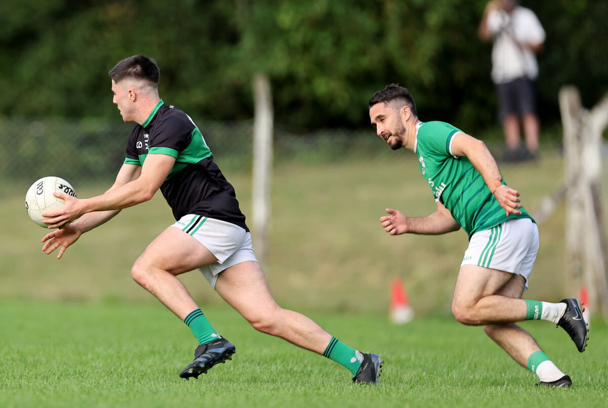 Bryan Hayes of Nemo Rangers moves away from Colin Moore of Ballincollig. Picture: Jim Coughlan Bryan Hayes of Nemo Rangers moves away from Colin Moore of Ballincollig. Picture: Jim Coughlan