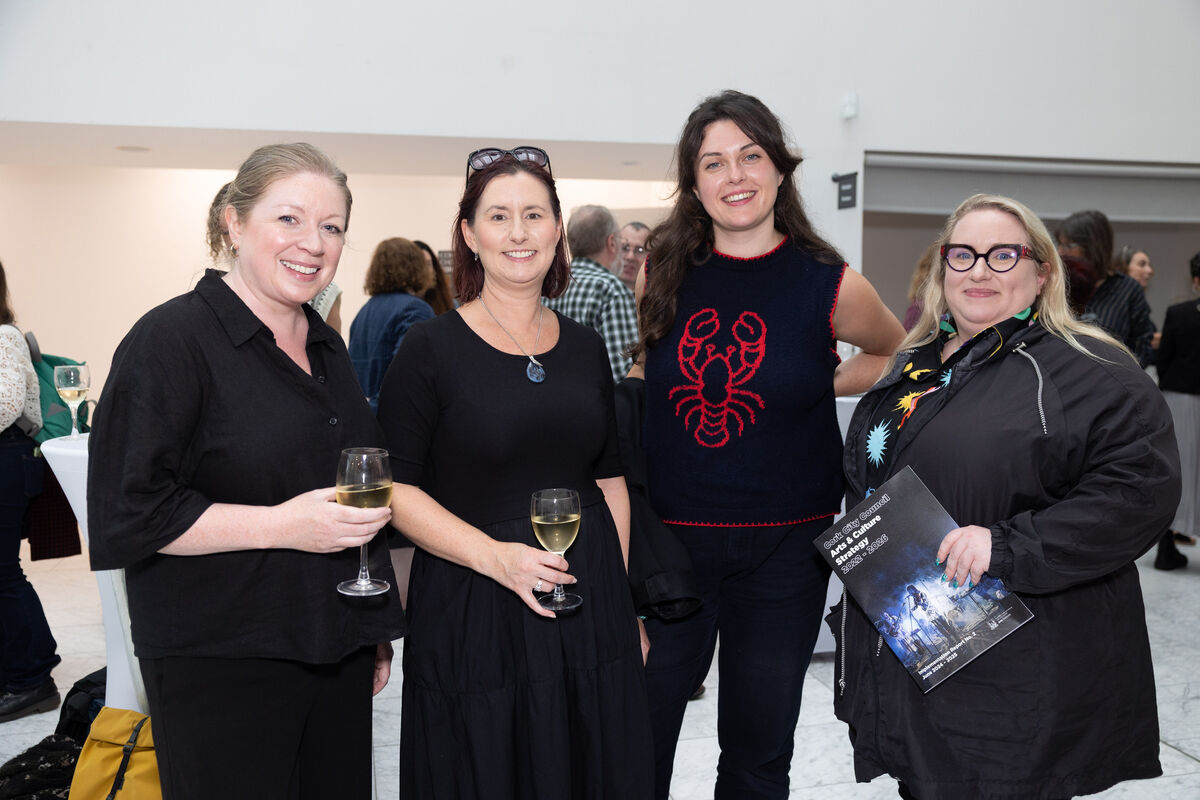 Deirdre O’Reilly, head of marketing and comms at Cork International Film Festival, Gillian Hennessy, Triskel Arts Centre, artist Elinor O’Donovan, and Aoibhi McCarthy of Sample Studios at the Lord Mayor’s reception. Deirdre O’Reilly, head of marketing and comms at Cork International Film Festival, Gillian Hennessy, Triskel Arts Centre, artist Elinor O’Donovan, and Aoibhi McCarthy of Sample Studios at the Lord Mayor’s reception.