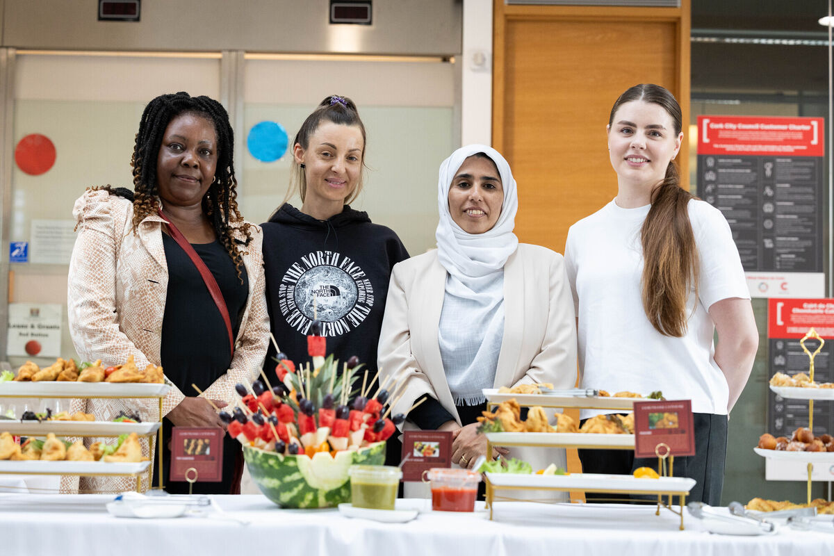 Sanctuary Catering Project members Naomi Masheti, Lilia Buzadzhi, Farah Haidray, and Eugenia Volianska. Sanctuary Catering Project members Naomi Masheti, Lilia Buzadzhi, Farah Haidray, and Eugenia Volianska.