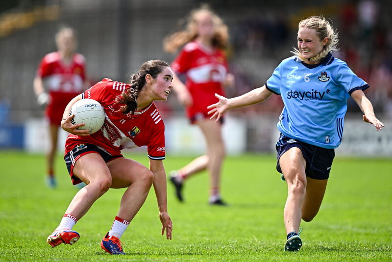 Laura Walsh of Cork in action against Hannah Murphy of Dublin. Picture: Seb Daly/Sportsfile