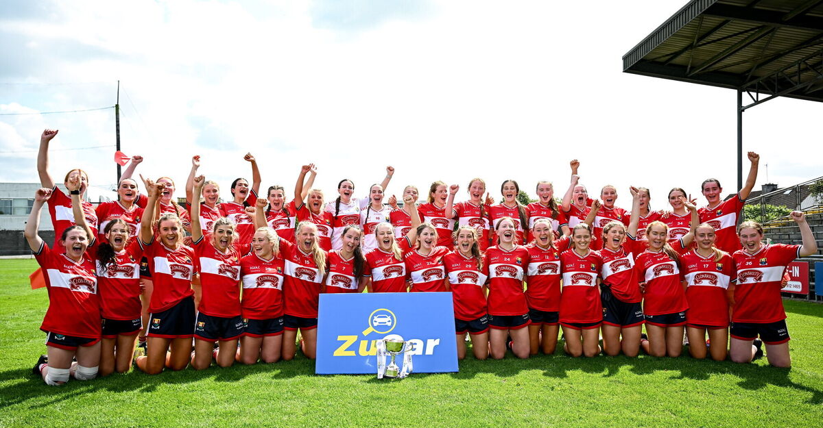 Cork players celebrate with the All-Ireland. Picture: Seb Daly/Sportsfile