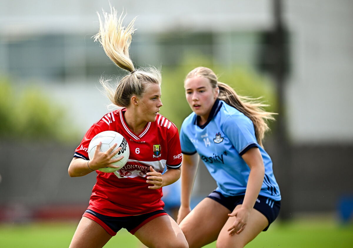 Maisie McRae of Cork in action against Zara Flood of Dublin. Picture: Seb Daly/Sportsfile