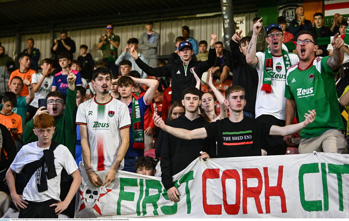 Cork City supporters react after their side's defeat. Picture: Ben McShane/Sportsfile Cork City supporters react after their side's defeat. Picture: Ben McShane/Sportsfile