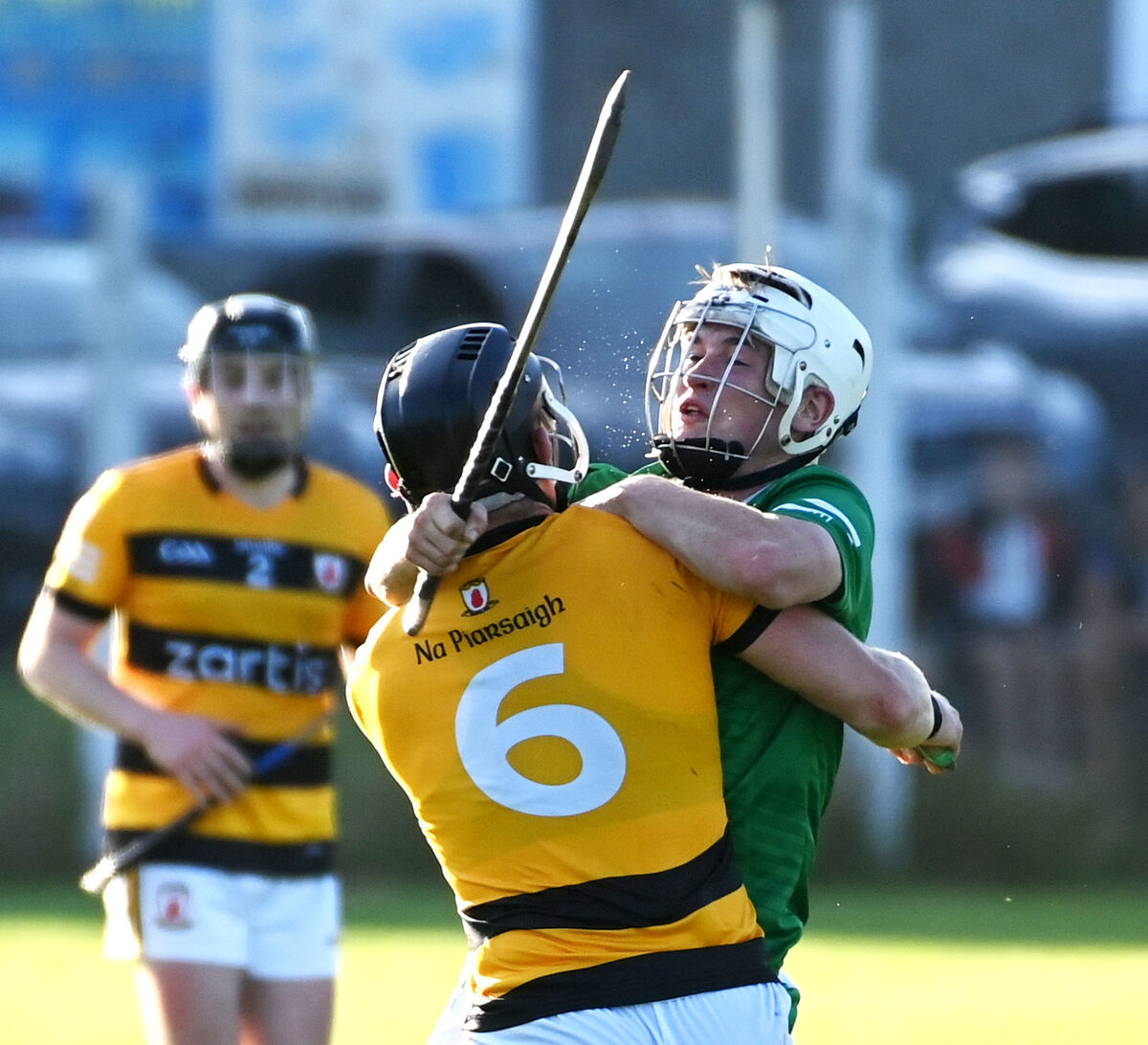 Na Piarsaigh's Daire Connery and Killeagh's Ciarán Leahy tussle for the ball during the Co-Op SuperStores SAHC in 2023. Picture: Eddie O'Hare