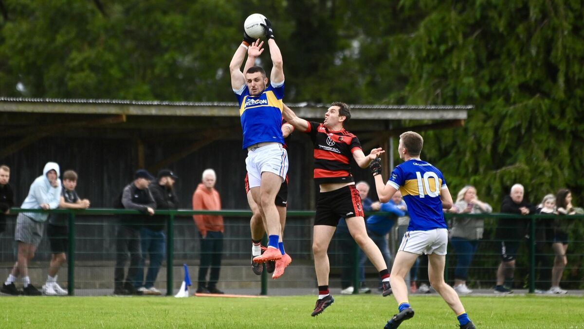 Jack Twomey wins possession in the air for Kilshannig against Newmarket. Picture: Larry Cummins
