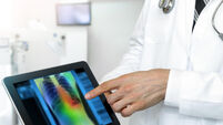 Artificial intelligence in smart healthcare hospital technology concept. Professional doctor use AI algorithm and machine learni