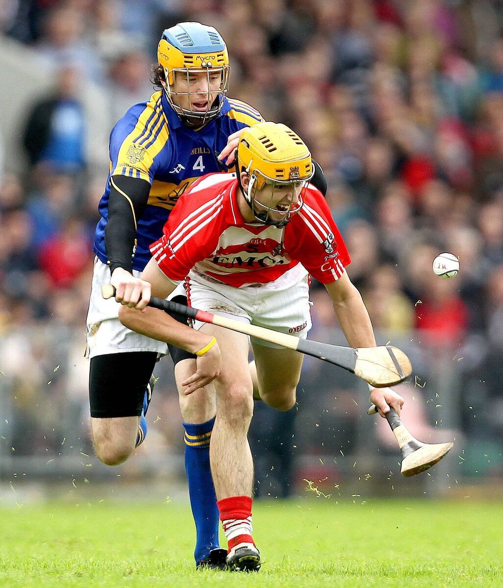 John Cronin in action for Cork IT against Michael O'Riordan of Carrigtwohill in the 2011 Cork SHC final at Páirc Uí Chaoimh. Picture: Inpho/James Crombie