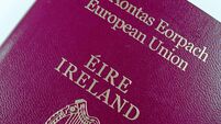 close up picture of the cover of Irish passport