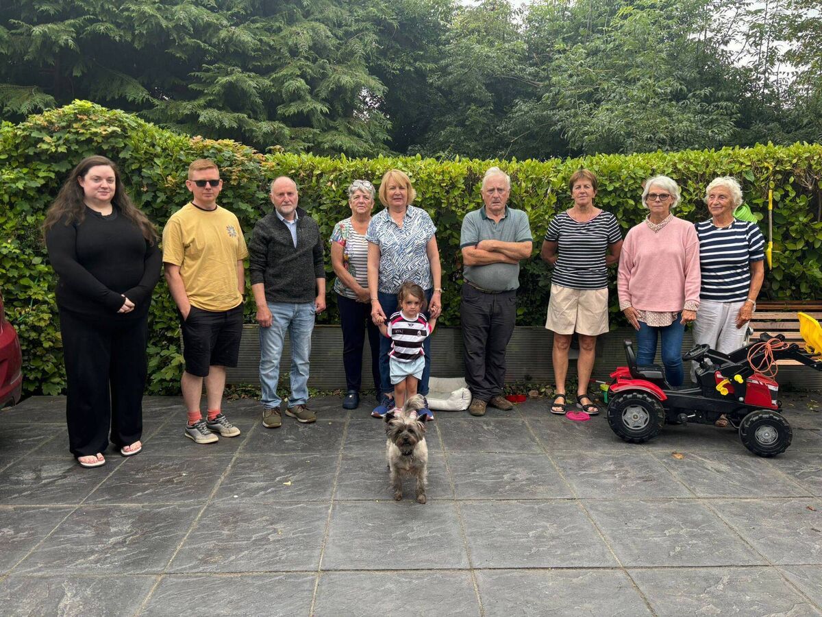 Ballyrichard residents: Siobhan Walsh, Gavin Deady, Kevin Deady, Mary Walsh, Maura Power and Saoirse Crowley, Sióg (dog), Tom Walsh, Margaret Beausang, Sinead Deady and Gonzie Watson. Ballyrichard residents: Siobhan Walsh, Gavin Deady, Kevin Deady, Mary Walsh, Maura Power and Saoirse Crowley, Sióg (dog), Tom Walsh, Margaret Beausang, Sinead Deady and Gonzie Watson.