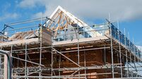 Loading platform made of scaffold system on housing development construction site