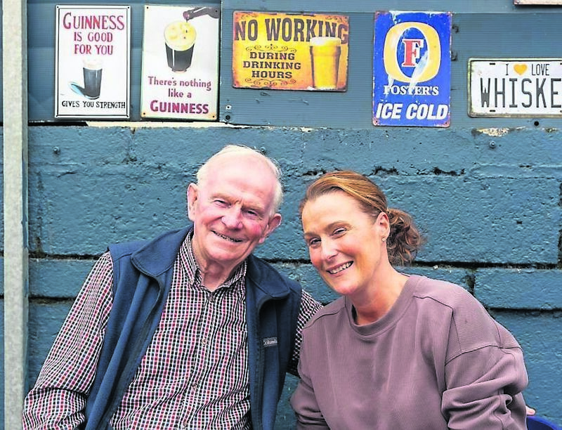 Sarah O’Grady with local historian, John Twomey, who remembers when Ringaskiddy had three pubs.