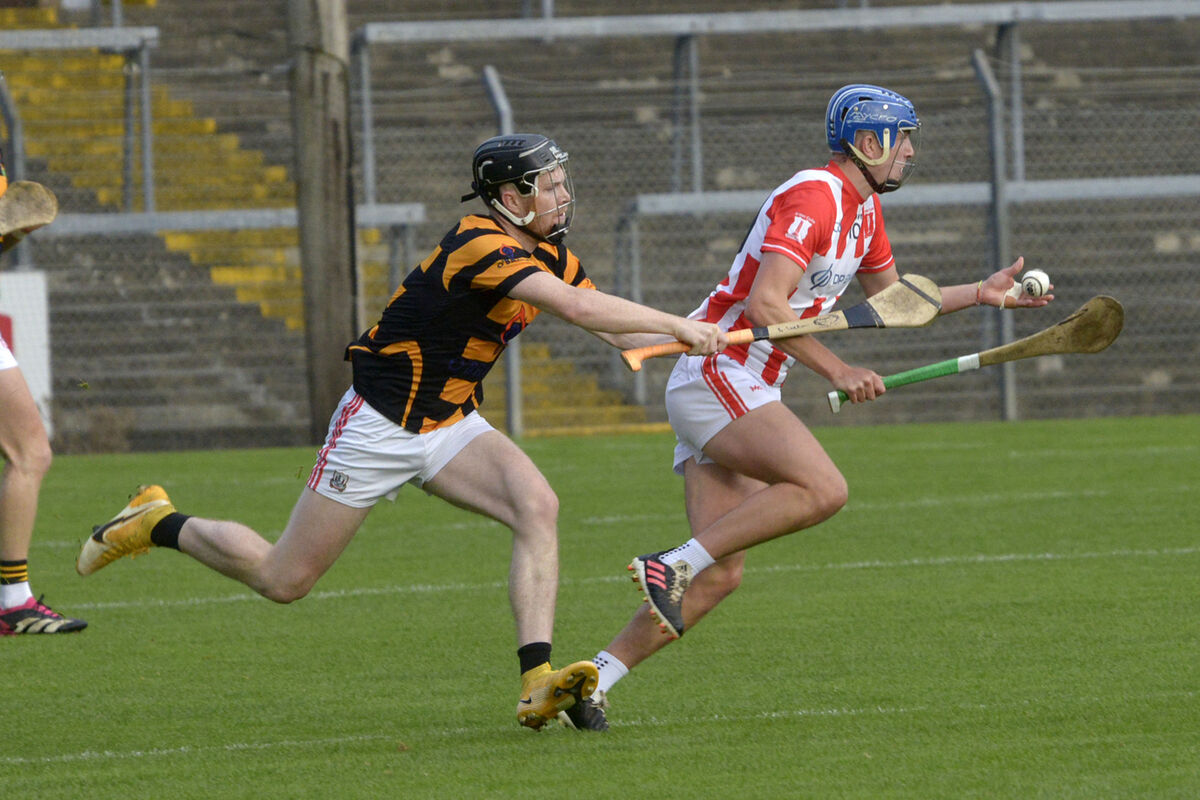 Pictured at the Divisional hurling: Avondhu's Bill Curtain tries to tackle Imokilly's Diarmiud Healy in 2023. Picture Denis Boyle