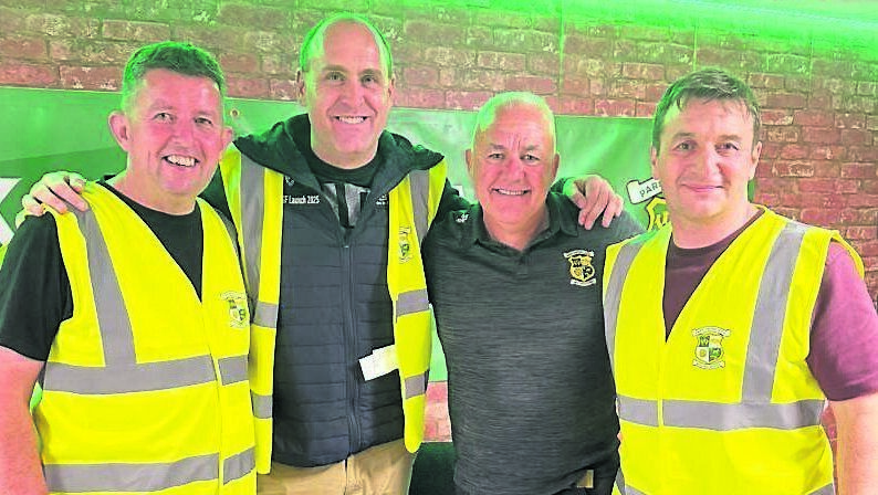 Park chairman Sean Keane, pictured with committee members John O-Shea, John Finn, and Mark Noonan at the meet and greet table at Park United anniversary concert. Park chairman Sean Keane, pictured with committee members John O-Shea, John Finn, and Mark Noonan at the meet and greet table at Park United anniversary concert.