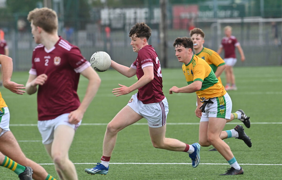 Robert Linehan, Bishopstown, bursting past Cullen Condon, Glanmire. Picture Dan Linehan Robert Linehan, Bishopstown, bursting past Cullen Condon, Glanmire. Picture Dan Linehan