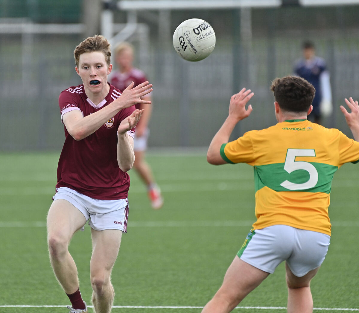 Marcus Conroy pops a handpass. Picture: Dan Linehan Marcus Conroy pops a handpass. Picture: Dan Linehan