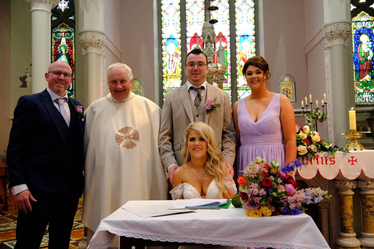 Victoria and James were married at Macroom Church by Fr Donal Roberts. Victoria and James were married at Macroom Church by Fr Donal Roberts.