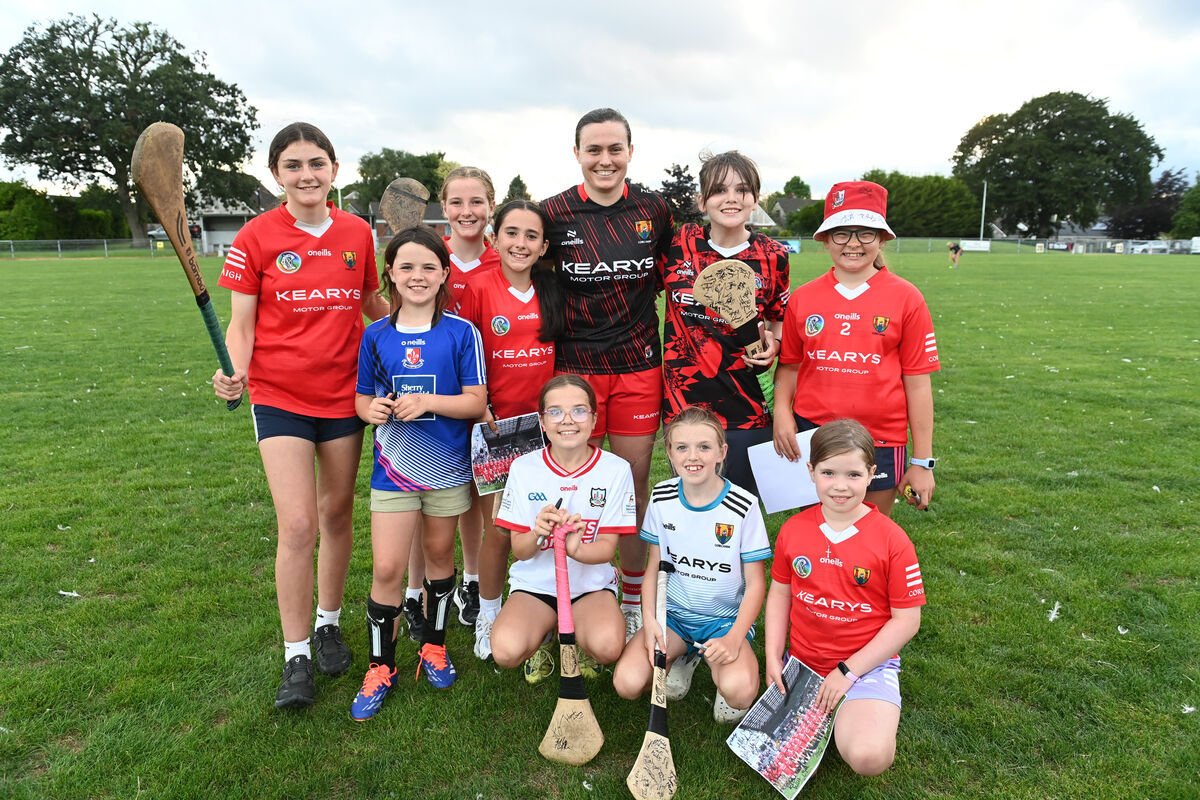  Hannah Looney with young supporters at Castle Road. Picture: Larry Cummins