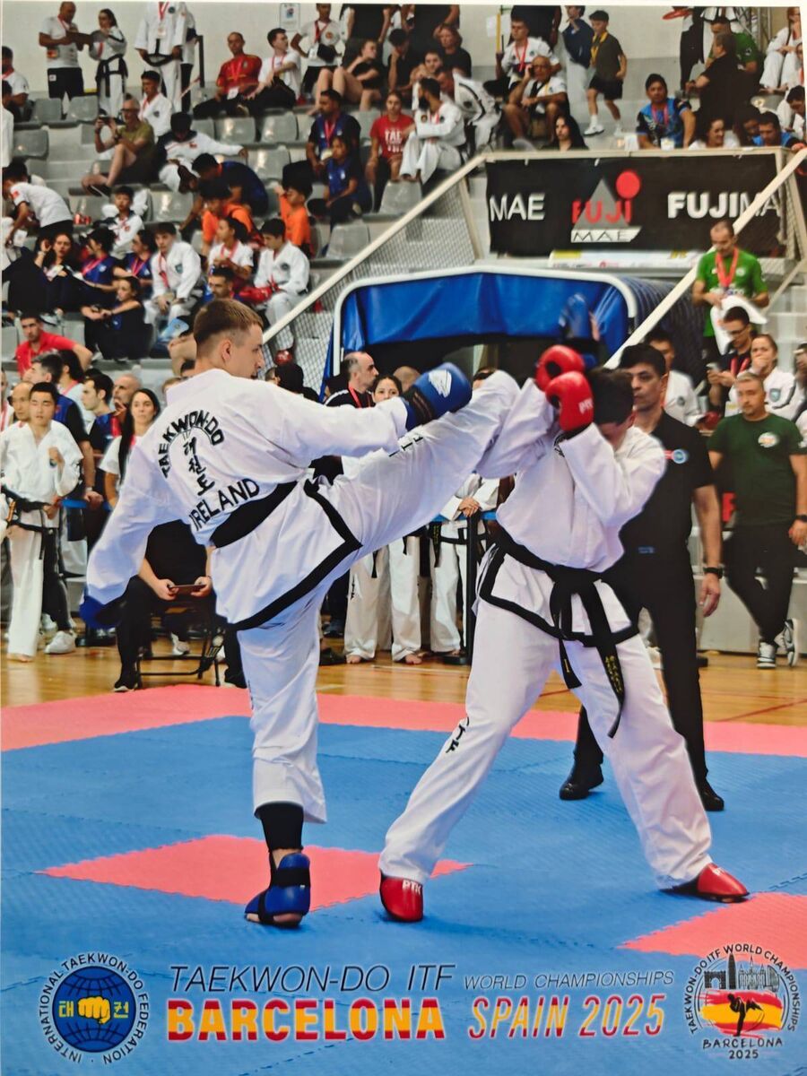 Jordon O'Polo in action at the ITF Taekwondo World Championships in Barcelona.