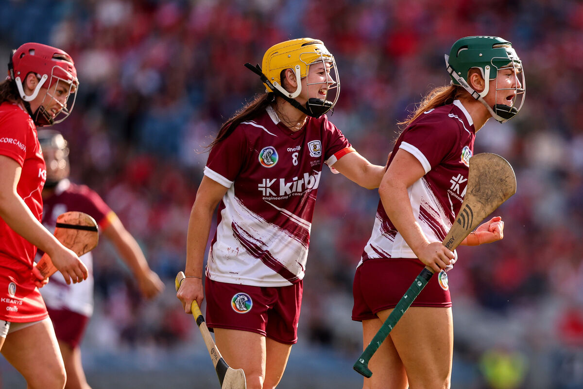 Galway's Annmarie Starr celebrates with Roisin Black. Picture: INPHO/Ben Brady
