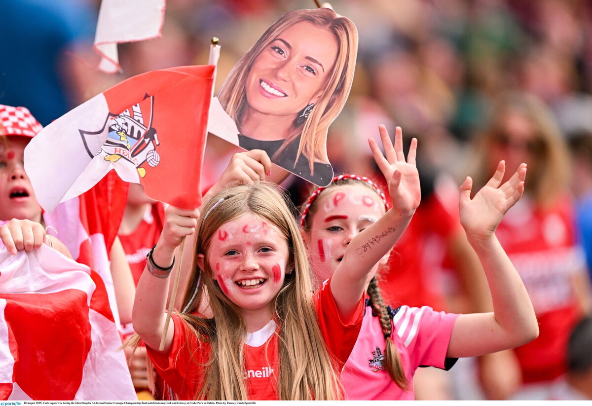 Cork supporters show their support for Laura Treacy. Picture: Ramsey Cardy/Sportsfile