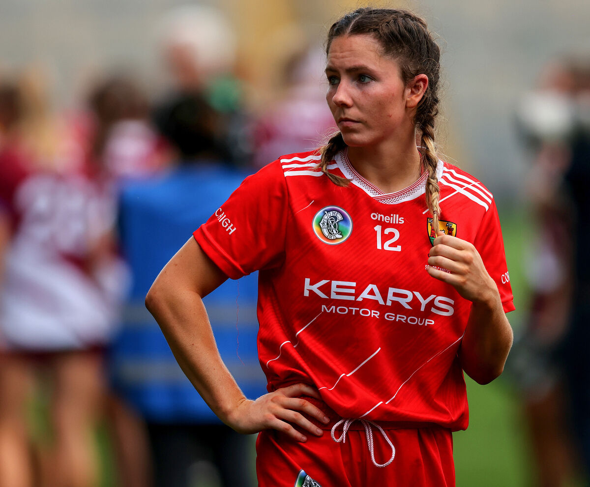 Cork’s Saoirse McCarthy is dejected after the loss. Picture: INPHO/Tom O’Hanlon