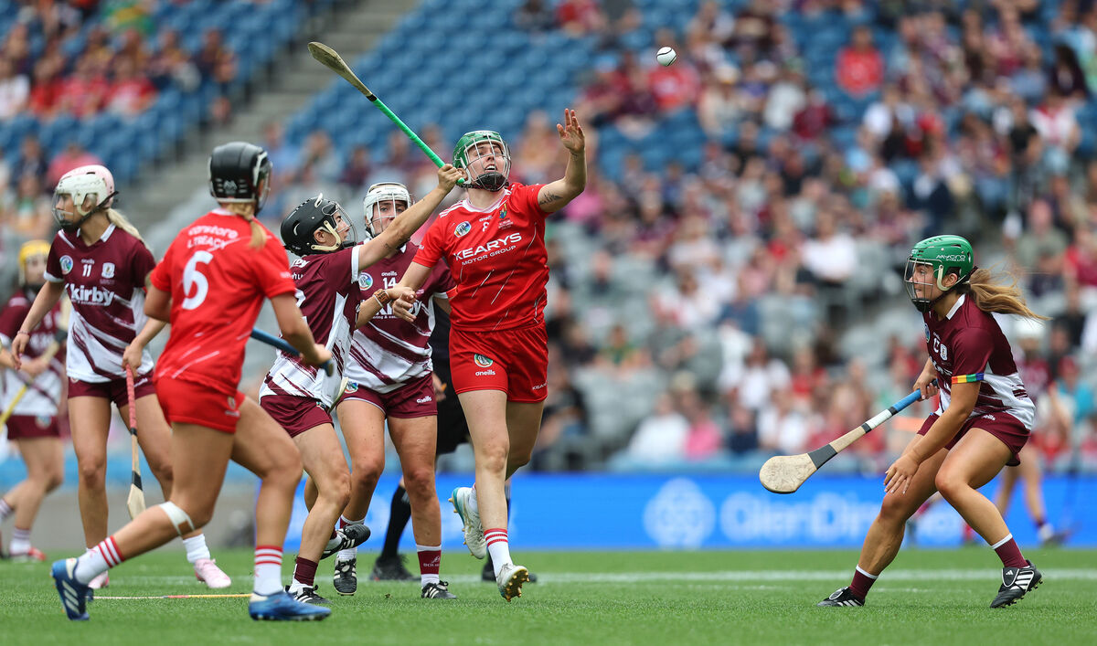 Cork's Hannah Looney picked up a first-half red card against Galway. Picture: INPHO/Bryan Keane