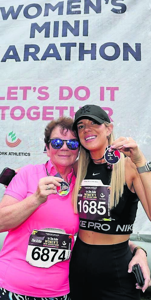 Nora Dennehy, of Ballydesmond, with Brenda Dennehy, Brand Ambassador, The Echo Women’s Mini Marathon, in Kennedy Park after last year’s event