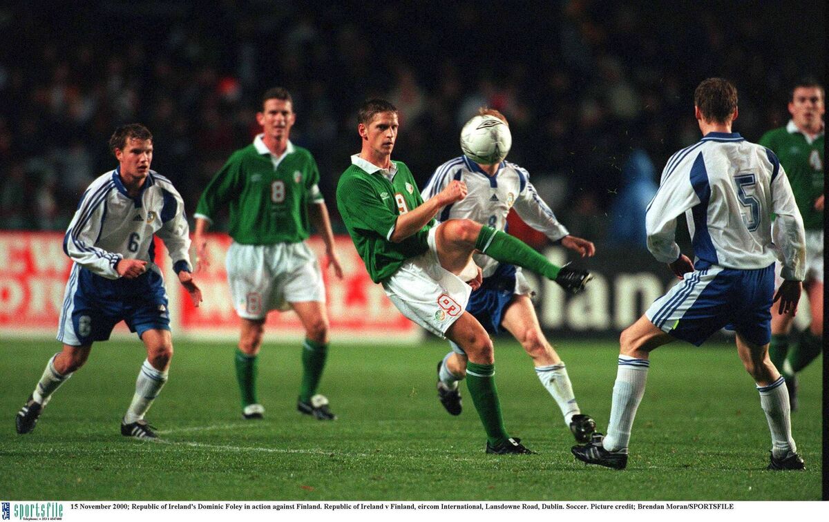 Dominic Foley in action for the Republic of Ireland against Finland at Lansdowne Road in 2000. Picture: Brendan Moran/Sportsfile