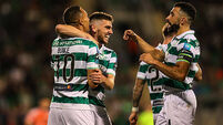 Graham Burke celebrates scoring his sides fourth goal of the match 14/8/2025