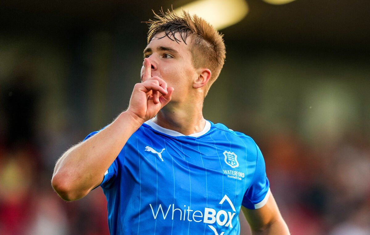 Waterford’s Tommy Lonergan celebrates scoring their goal. Picture: ©INPHO/James Lawlor Waterford’s Tommy Lonergan celebrates scoring their goal. Picture: ©INPHO/James Lawlor