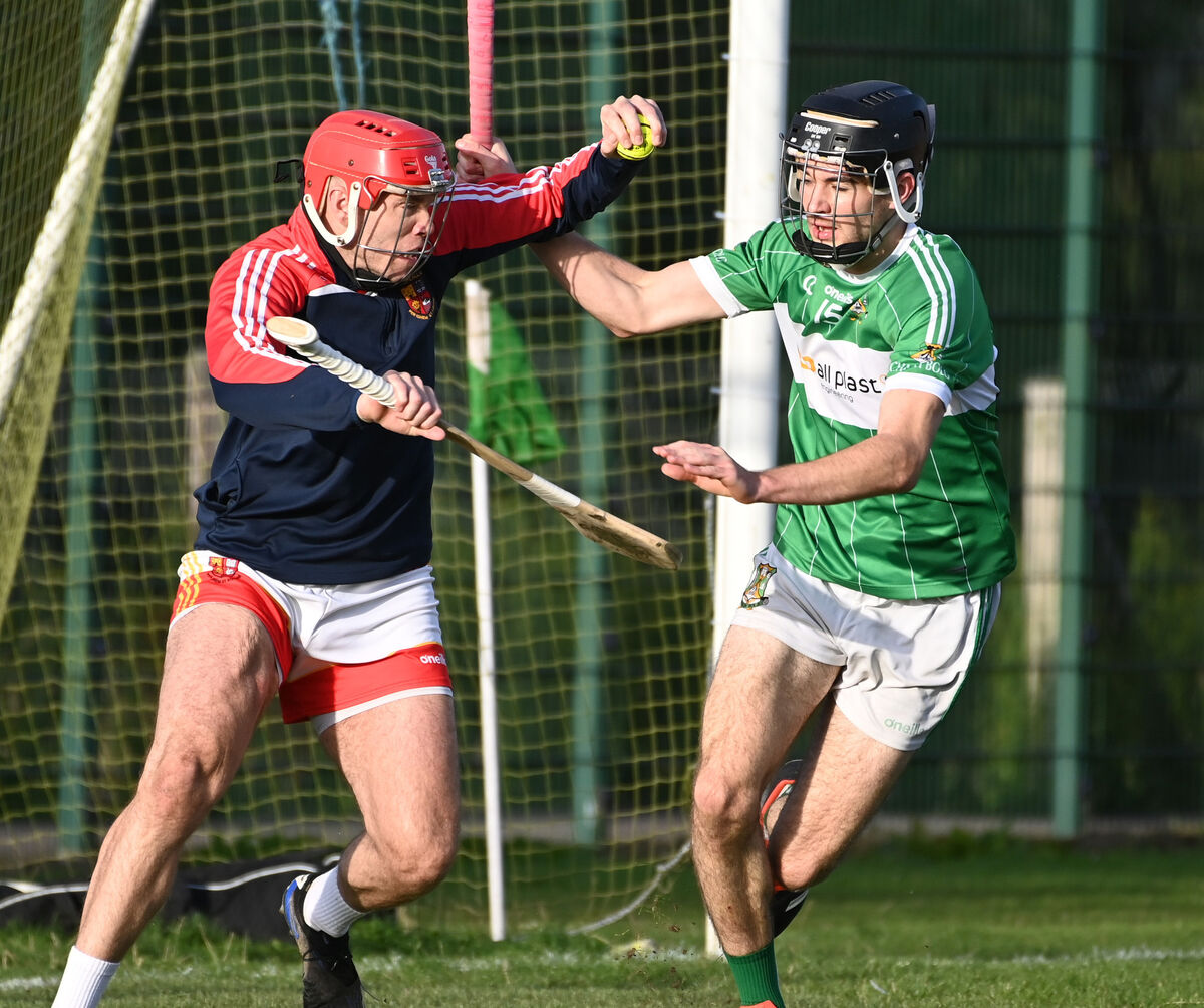 James Lane of Aghabullogue (right) got one of their goals in the win over Blackrock. Picture: Eddie O'Hare James Lane of Aghabullogue (right) got one of their goals in the win over Blackrock. Picture: Eddie O'Hare
