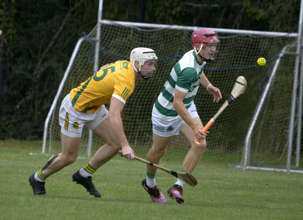 Valley Rovers' Kevin Dart O'Flynn turns from Dungourney's Bryan Forbes. Picture: Denis Boyle Valley Rovers' Kevin Dart O'Flynn turns from Dungourney's Bryan Forbes. Picture: Denis Boyle