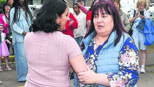 <p class="contextmenu internal_Caption">Iona Dsouza and Éadaoin Delaney on the dance floor during the opening night of Céilí at the Lough. The final céili night of the year takes place tomorrow, August 20. Picture: David Keane</p>