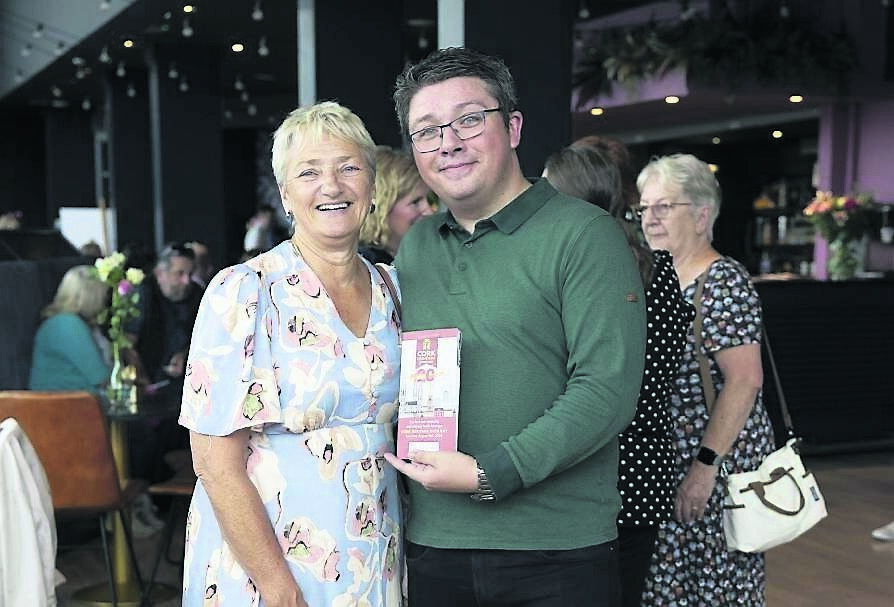 Anne Twomey of Shandon Area History Group and her cousin Shane Ryan the North Monastery at the Cork Opera House at the launch of the 20th Anniversary of Cork Heritage Open Day.	 Picture: Clare Keogh
                    