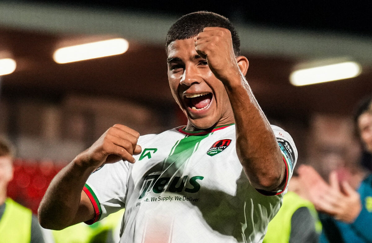 Cork’s Kaedyn Kamara celebrates winning the game against Waterford. Picture: ©INPHO/James Lawlor Cork’s Kaedyn Kamara celebrates winning the game against Waterford. Picture: ©INPHO/James Lawlor