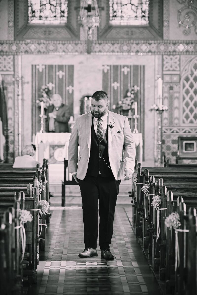 Dave pictured at the Church of the Immaculate Conception in Blarney, awaiting Rachel's arrival. Dave pictured at the Church of the Immaculate Conception in Blarney, awaiting Rachel's arrival.