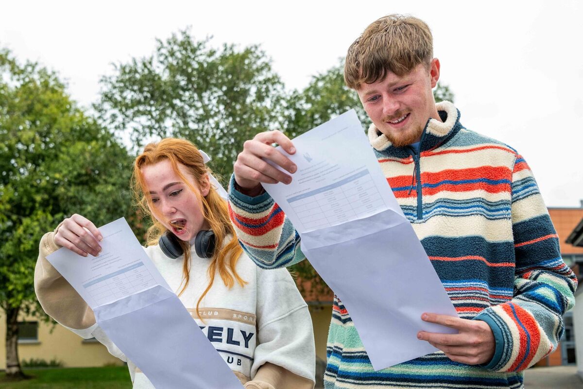  Looking at their results for the first time were Loren Hitz from Bandon and Philip Judge from Carrigaline. Picture: Andy Gibson.