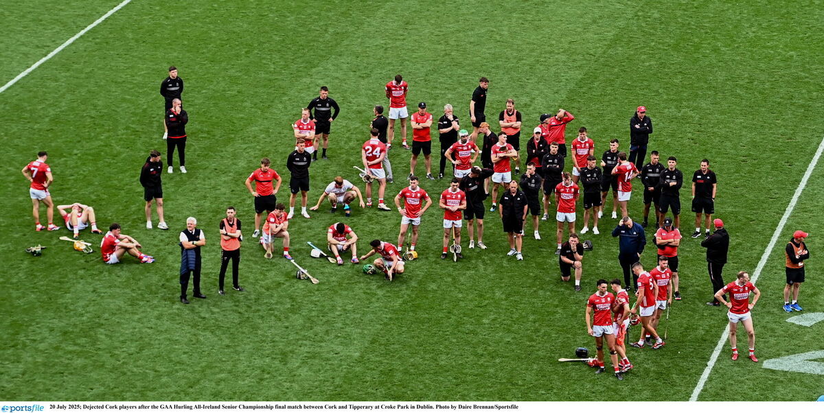 Dejected Cork players after the All-Ireland final defeat to Tipperary. Picture: Daire Brennan/Sportsfile Dejected Cork players after the All-Ireland final defeat to Tipperary. Picture: Daire Brennan/Sportsfile