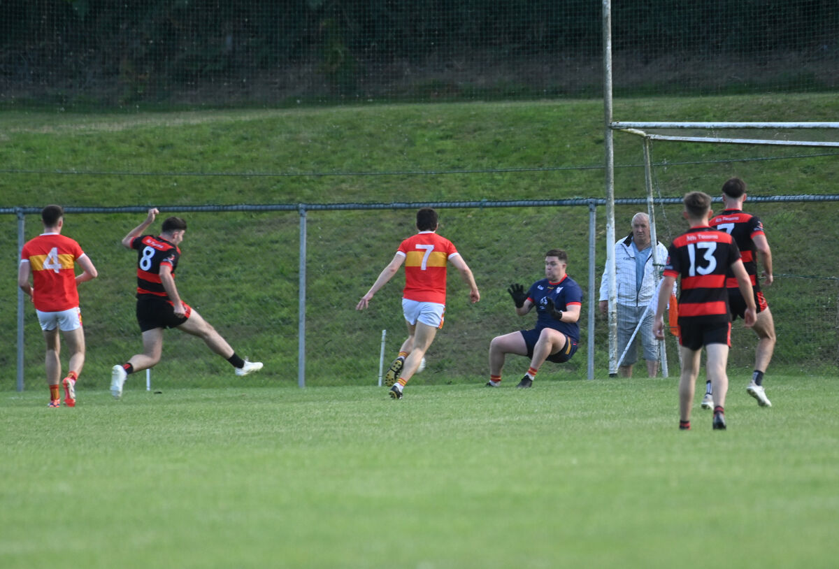 Cathal Browne fires in the second-half goal that put Newmarket seven in front. Picture: Larry Cummins Cathal Browne fires in the second-half goal that put Newmarket seven in front. Picture: Larry Cummins