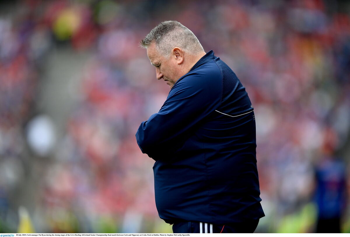 Cork manager Pat Ryan during the closing stages of the GAA Hurling All-Ireland Senior Championship final match between Cork and Tipperary. Picture: Stephen McCarthy/Sportsfile Cork manager Pat Ryan during the closing stages of the GAA Hurling All-Ireland Senior Championship final match between Cork and Tipperary. Picture: Stephen McCarthy/Sportsfile
