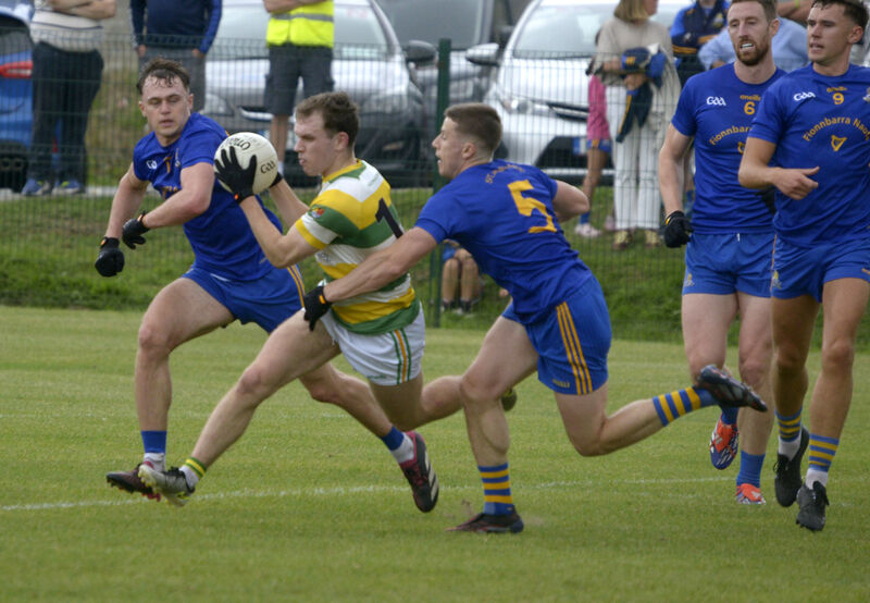 Carbery Rangers' Peader O'Rourke in action against Billy Hennessy of St Finbarr's. Picture: Denis Boyle Carbery Rangers' Peader O'Rourke in action against Billy Hennessy of St Finbarr's. Picture: Denis Boyle