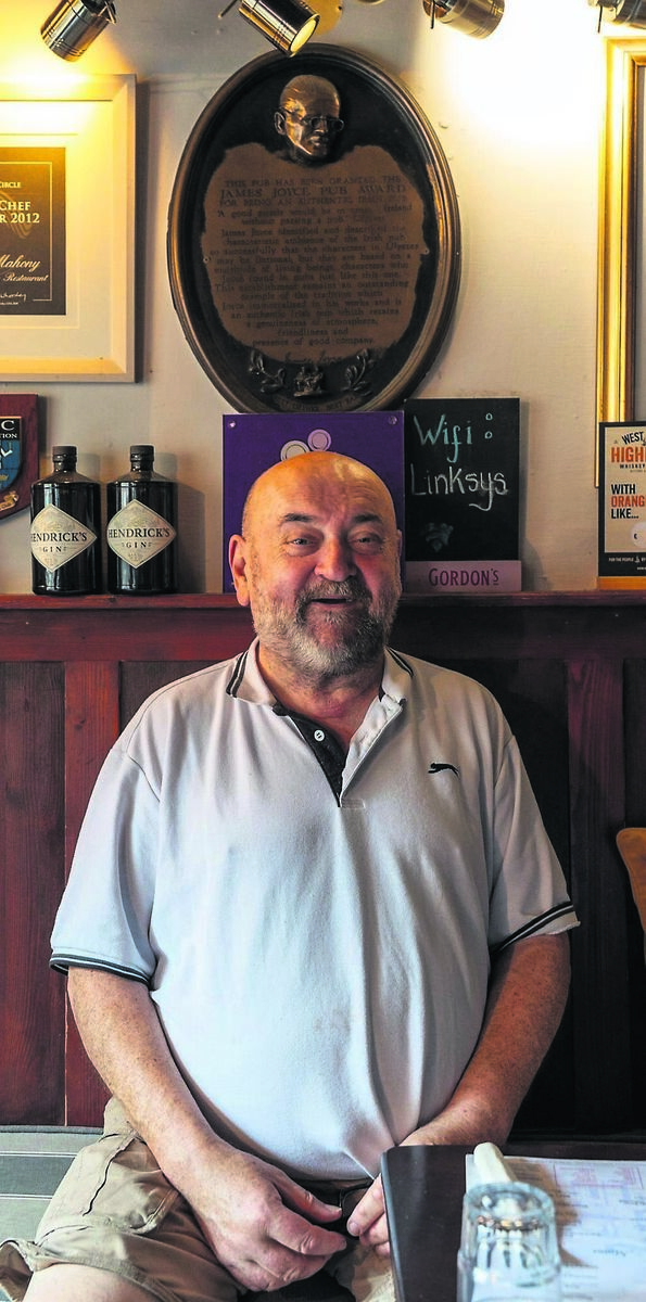 Publican Fergus O’Mahony behind the bar in Mary Ann’s in Castletownshend. 	Picture: Noel Sweeney
                    