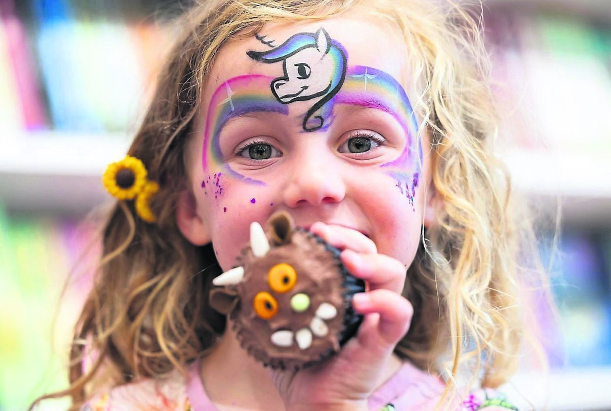 Áine O’Brien of Glanmire attends a magical Gruffalo-themed interactive reading, which was followed by Gruffly Crumble Muffins, in Eason, Patrick St, for the Cork on a Fork food festival.	Picture: Darragh Kane
                    