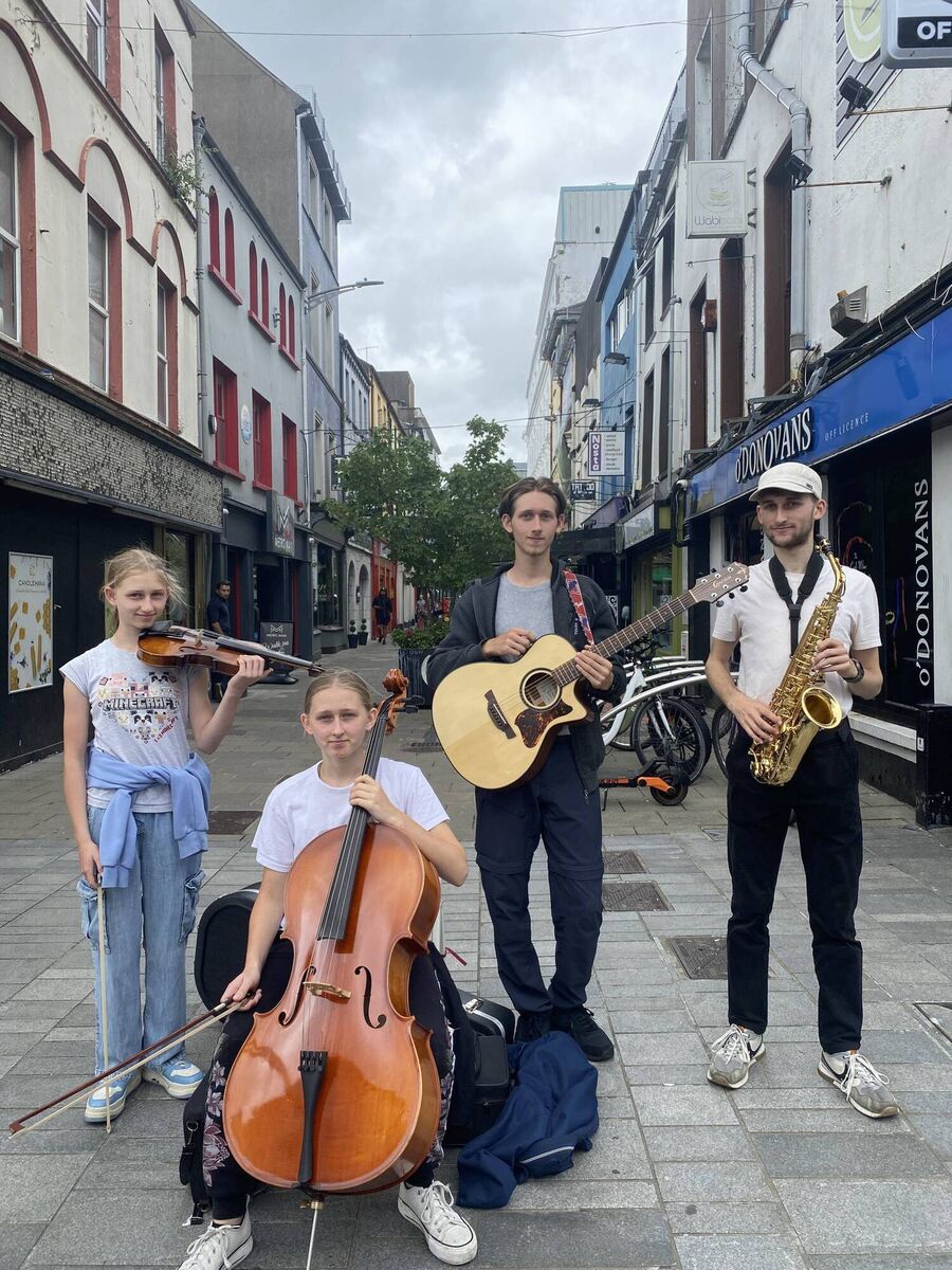 Sounds of Cork Kacper on the saxophone, Pawel on guitar, Renata on cello and Zuzuanna on the violin