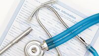 Patient information sheet with a stethoscope