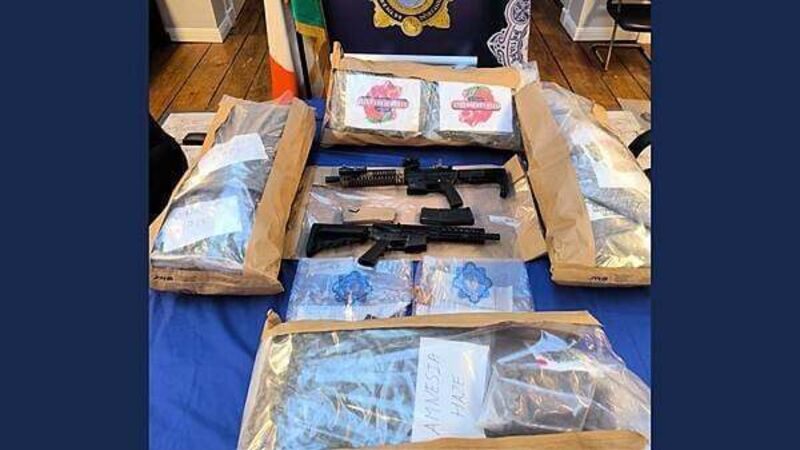 Two men arrested after €775,000 worth of cannabis and two guns seized in North Co Dublin Two men arrested after €775,000 worth of cannabis and two guns seized in North Co Dublin